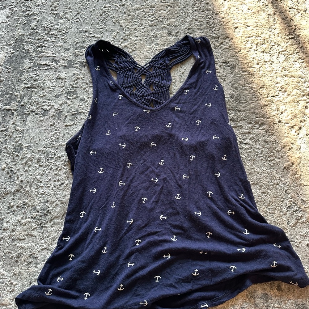 Maurices Blue and White Tank Top with Dotted Pattern